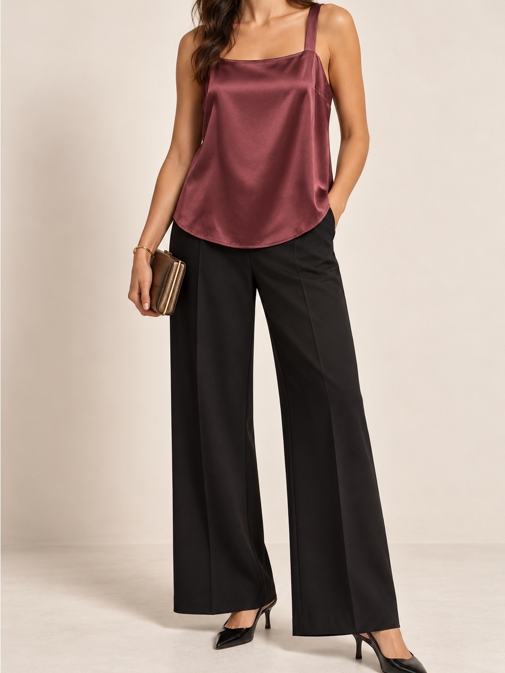 Express Burgundy Satin Cami